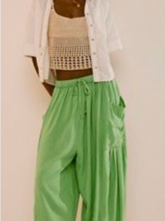 Free People Pants - Free People Green Cropped Wide-Leg Pants. It as bright as the first pic